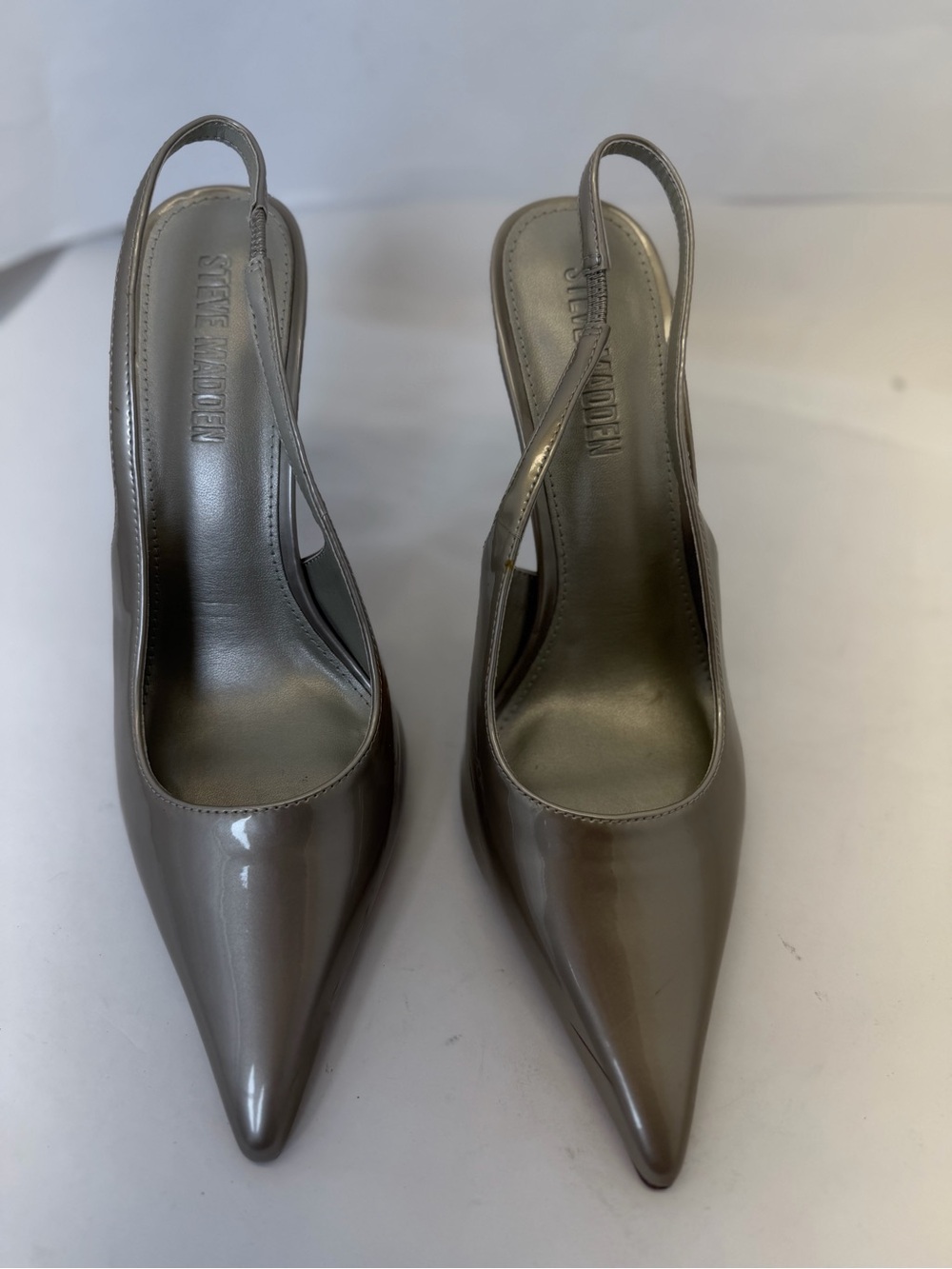 Steve Madden Reyes Slingback Pump in Ivory Pearl gold pointed toe high heel - Picture 5 of 8